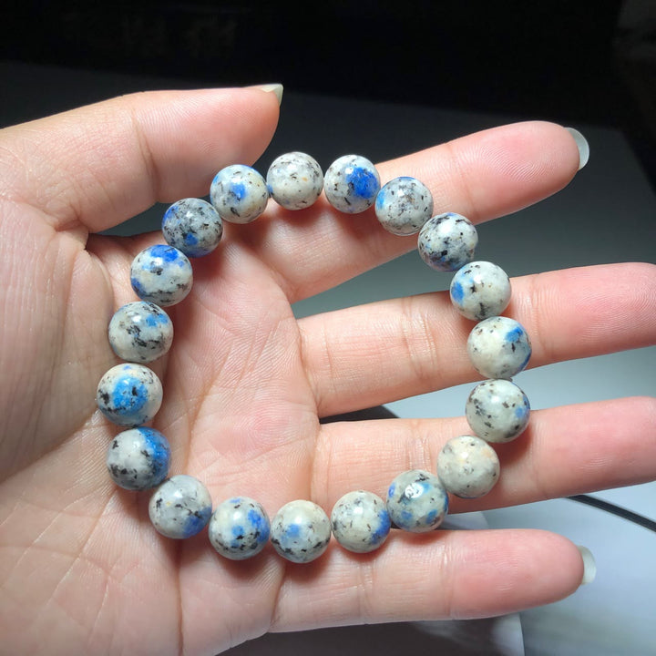 Bracelet en pierre énergétique en perles d'azurite naturelle de 11 mm Olivenorma