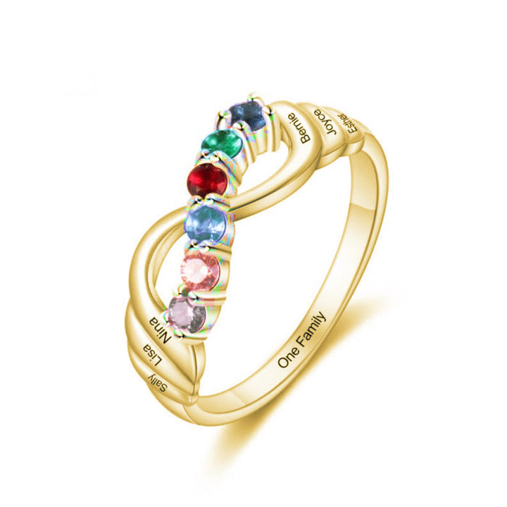Bague porte-bonheur avec pierre de naissance de 12 couleurs Olivenorma