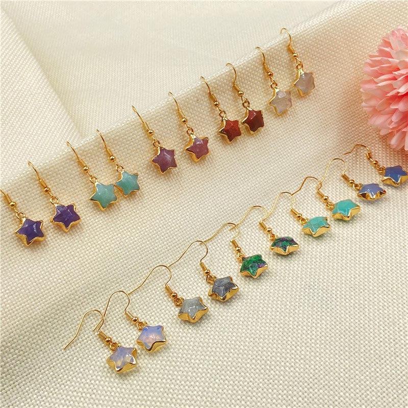 Boucles d'oreilles en pierre de cristal naturel