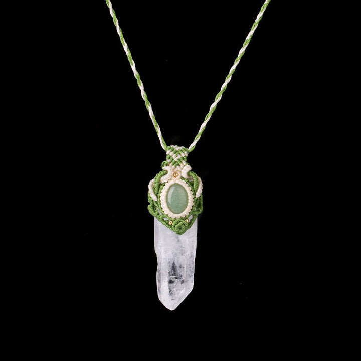 Collier pendentif en pierre naturelle tressée en quartz clair Olivenorma