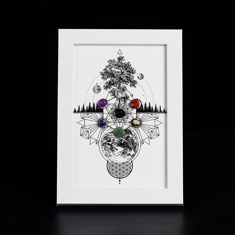 Cadre photo décoratif avec motif arbre de vie et chakra Olivenorma