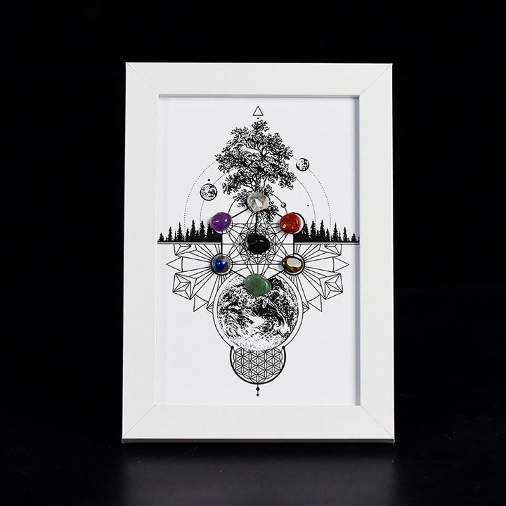 Cadre photo décoratif avec motif arbre de vie et chakra Olivenorma