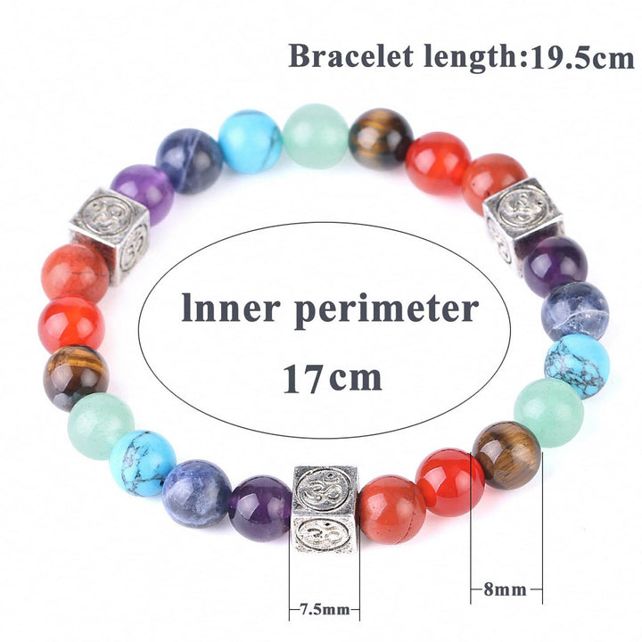 Bracelet de yoga 7 chakras en perles multicolores Olivenorma