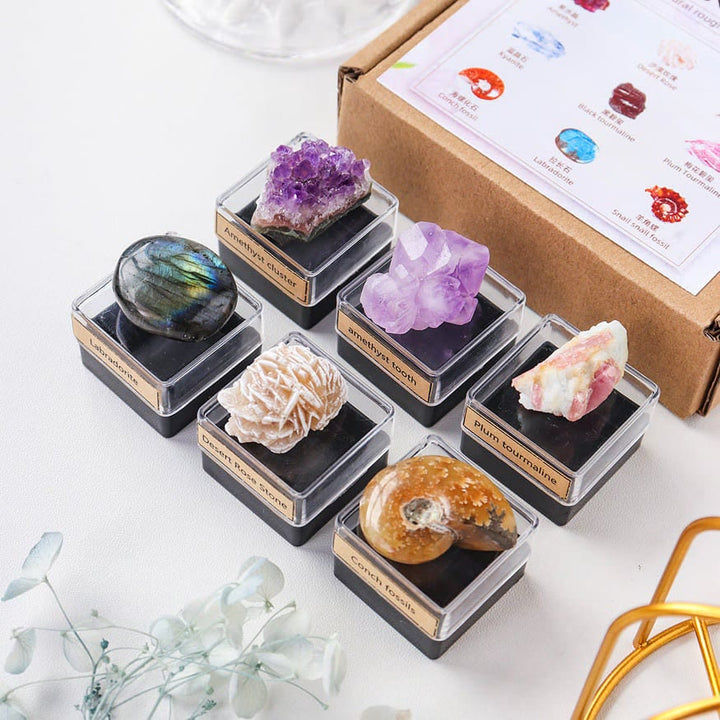Coffret cadeau de 9 pièces en cristal naturel Olivenorma