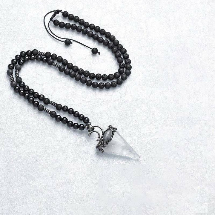 Collier pendentif en forme de triangle en cristal naturel Olivenorma