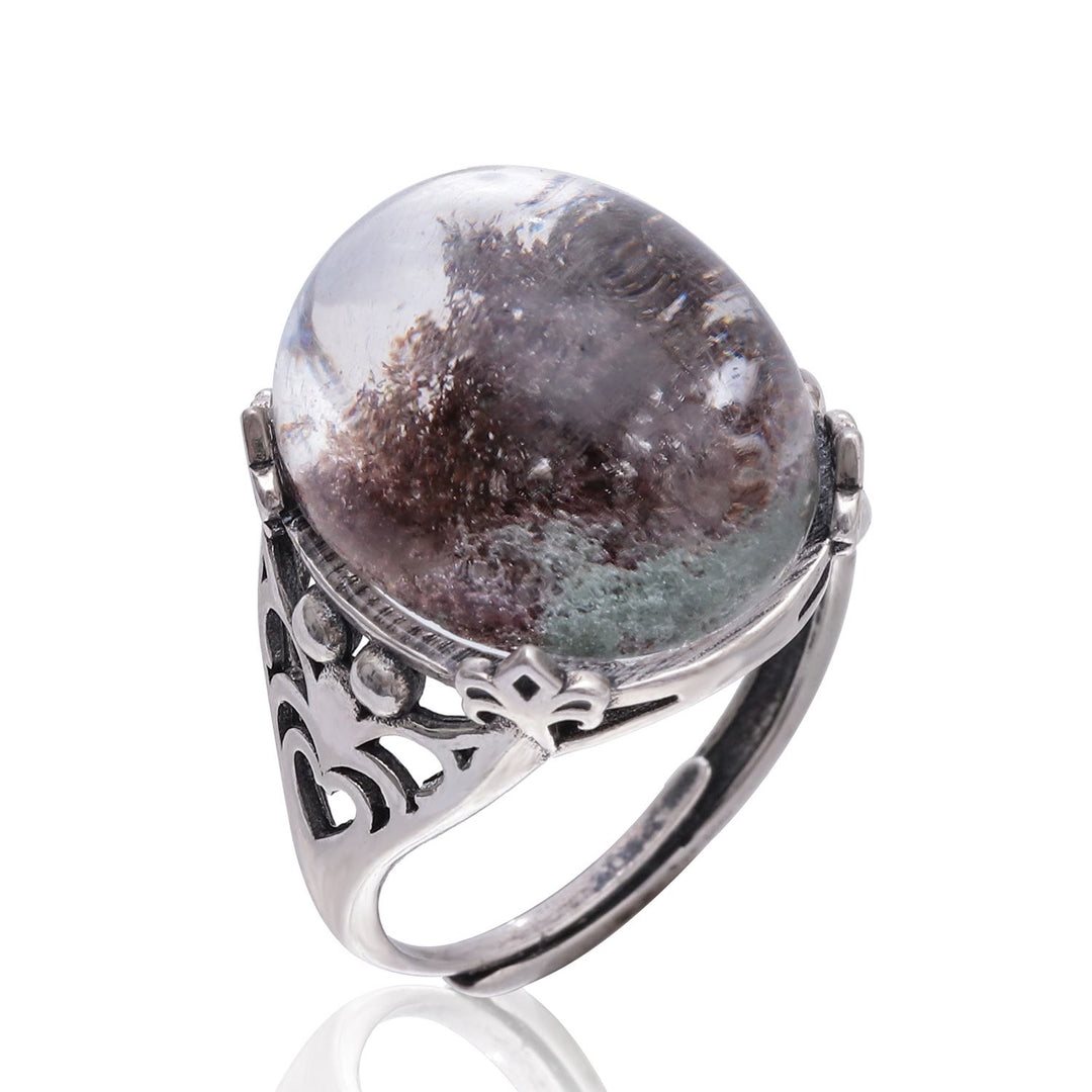 Bague en argent sterling avec araignée en quartz fantôme vert Olivenorma
