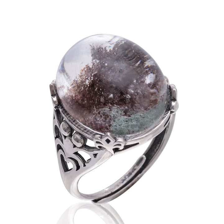 Bague en argent sterling avec araignée en quartz fantôme vert Olivenorma