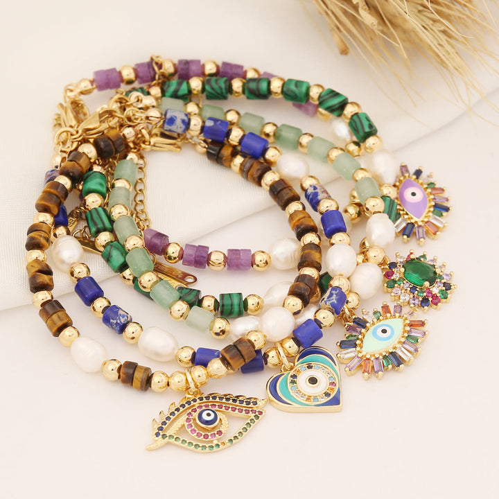 Bracelet en cuivre et perles d'eau douce en pierre naturelle Olivenorma