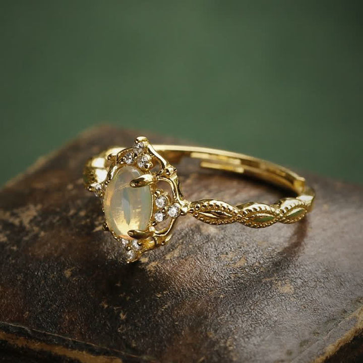 Bague ajustable de luxe en opale légère Olivenorma