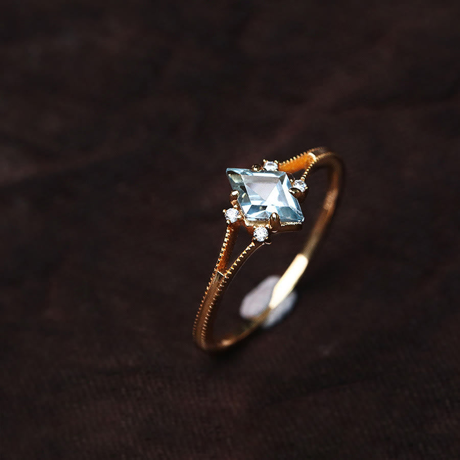 Bague Olivenorma en diamant et zircon blanc aigue-marine