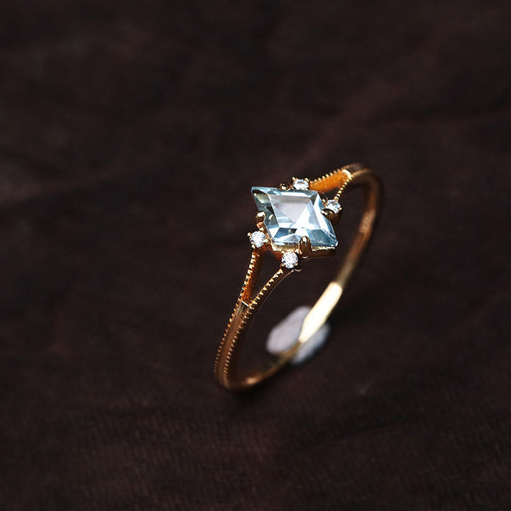 Bague Olivenorma en diamant et zircon blanc aigue-marine