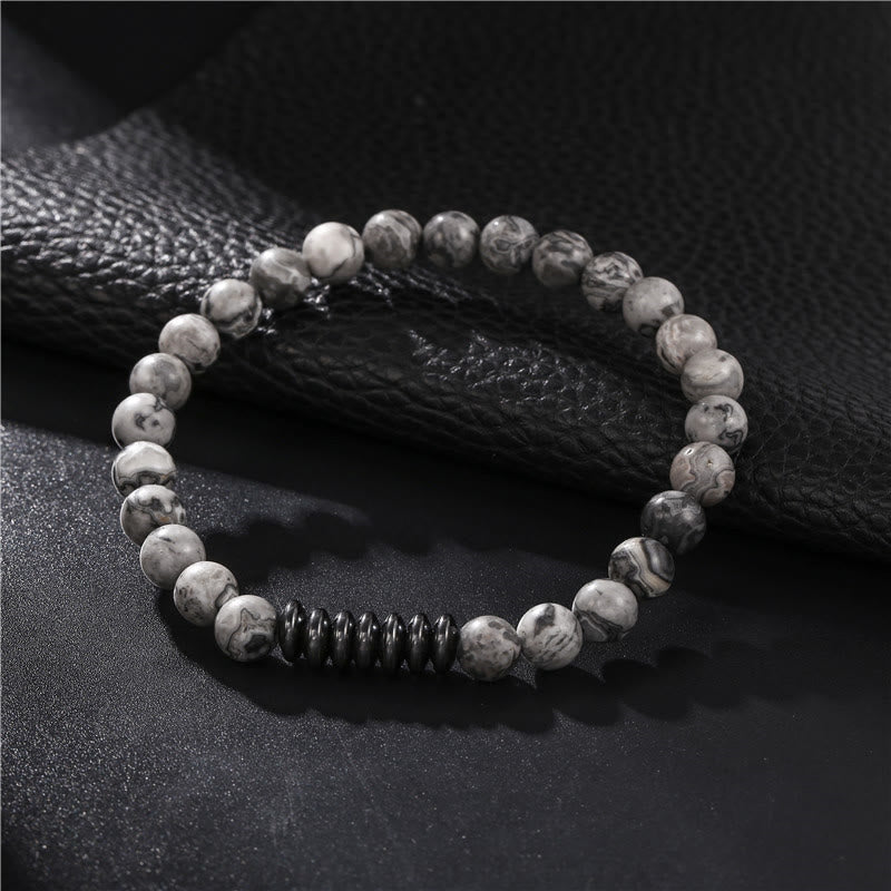 Bracelet homme en perles de pierre naturelle Olivenorma de 6 mm