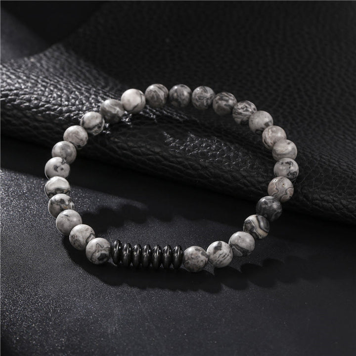 Bracelet homme en perles de pierre naturelle Olivenorma de 6 mm