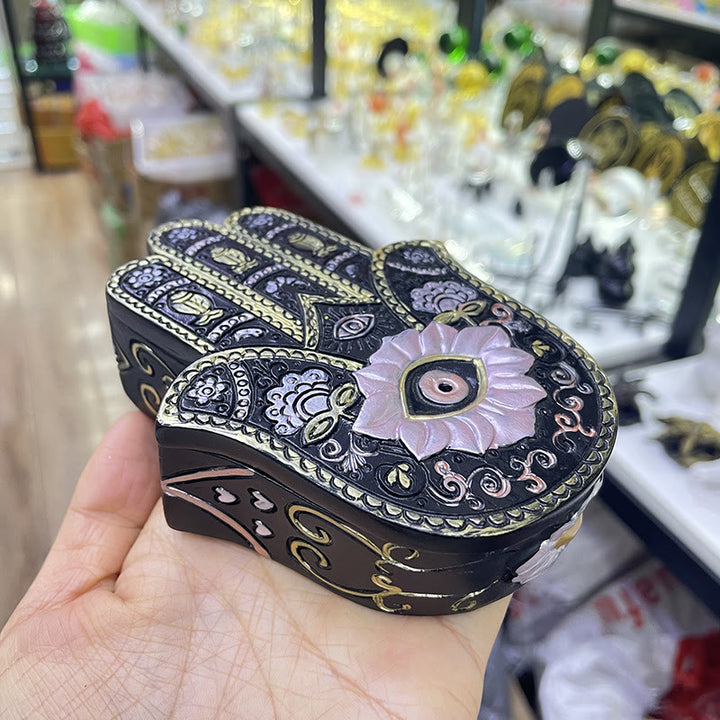 Décoration de boîte Hamsa peinte à la main Olivenorma