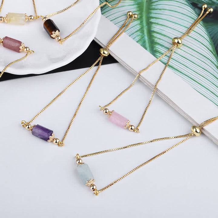 Bracelet chaîne en or délicat avec cristal naturel Olivenorma