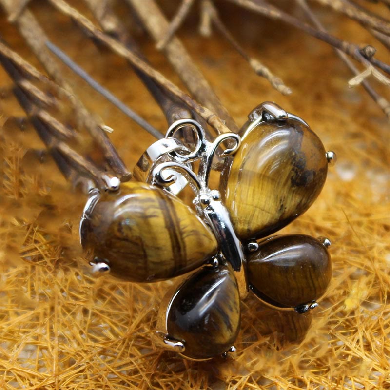 Collier papillon en cristal naturel Olivenorma