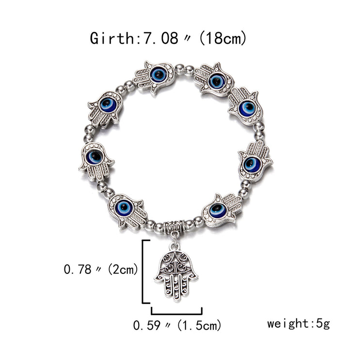 Bracelet pendentif Hamsa mauvais œil en époxy et zircon Olivenorma