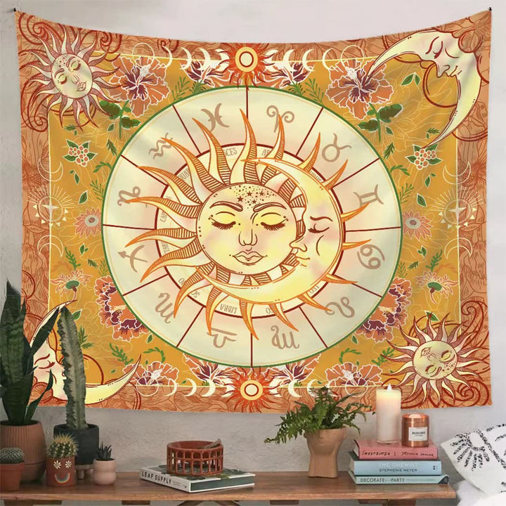 Tapisserie Boho Zodiaque Jaune Soleil Olivenorma