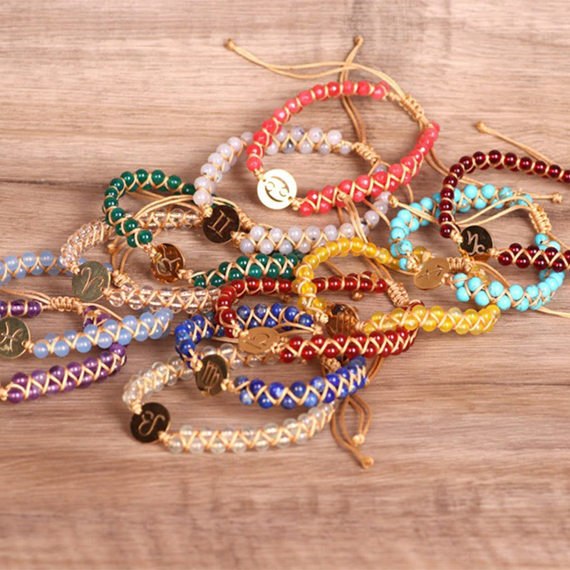 Bracelet enroulé de guérison et d'équilibre en cristal du zodiaque Olivenorma