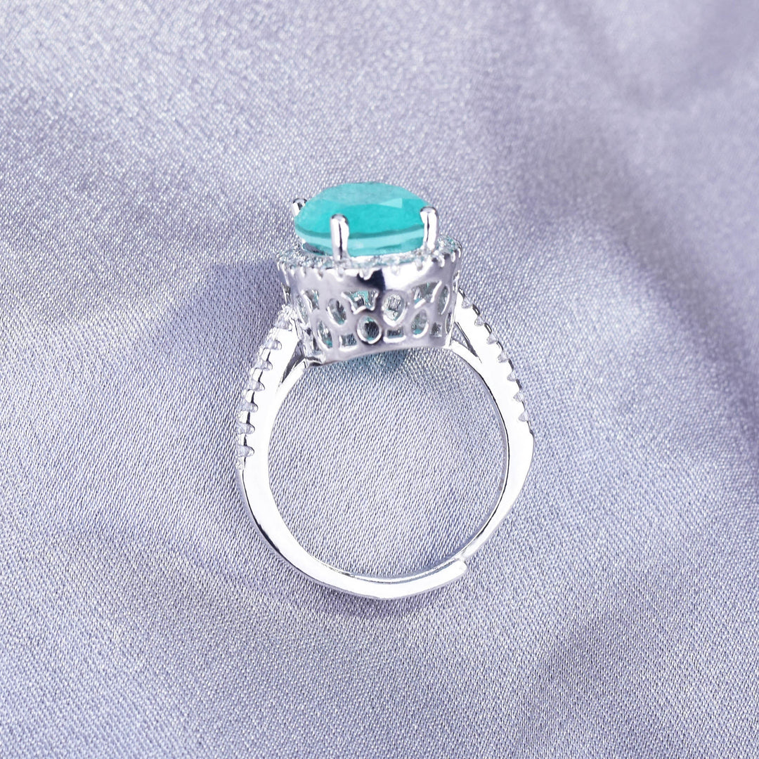 Bague de fiançailles ajustable Olivenorma avec grande tourmaline Paraiba ovale