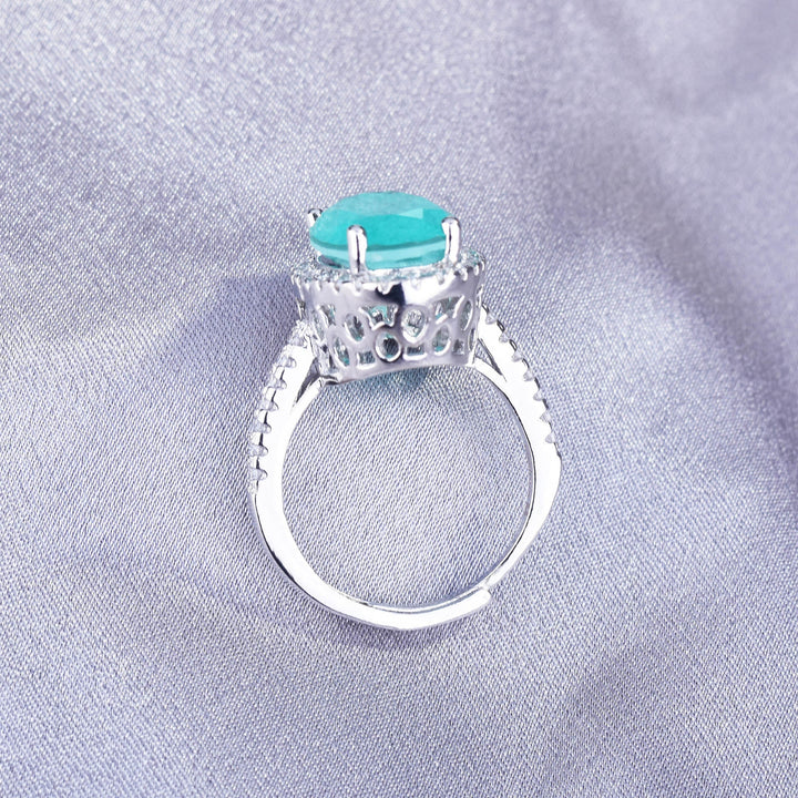 Bague de fiançailles ajustable Olivenorma avec grande tourmaline Paraiba ovale