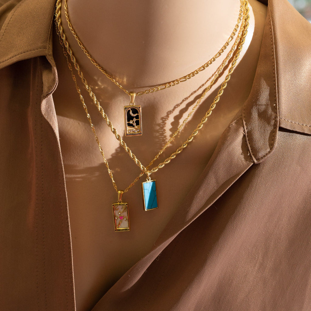 Collier de cartes de tarot Olivenorma « Sun Lovers Star Moon »