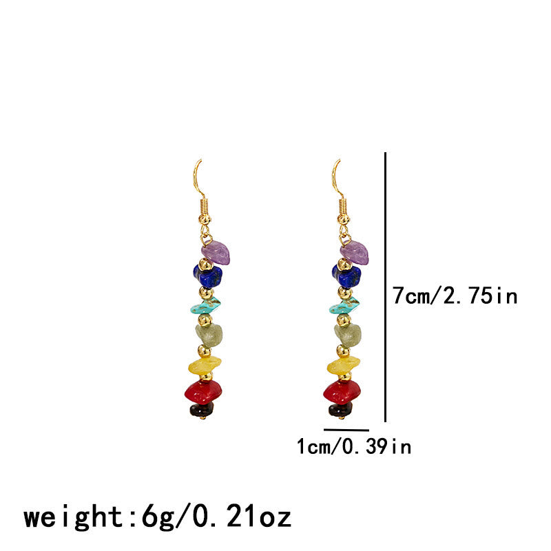 Boucles d'oreilles pendantes en gravier avec pierre des 7 chakras Olivenorma