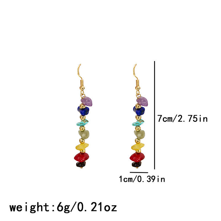 Boucles d'oreilles pendantes en gravier avec pierre des 7 chakras Olivenorma