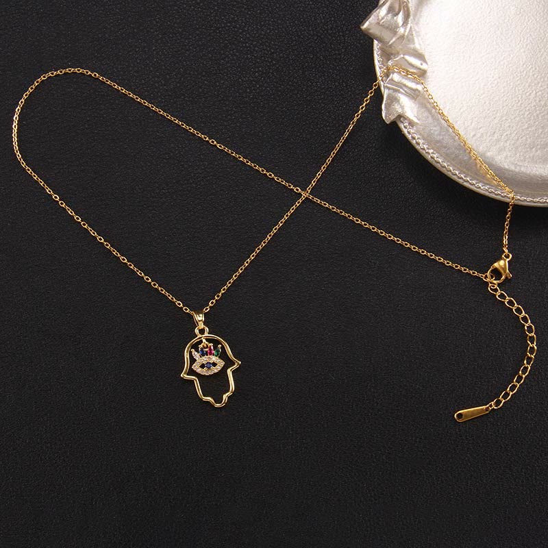 Collier Hamsa avec mauvais œil « Bonne fortune » Olivenorma