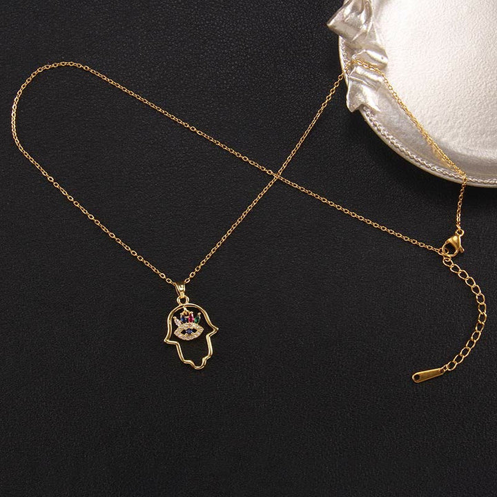 Collier Hamsa avec mauvais œil « Bonne fortune » Olivenorma