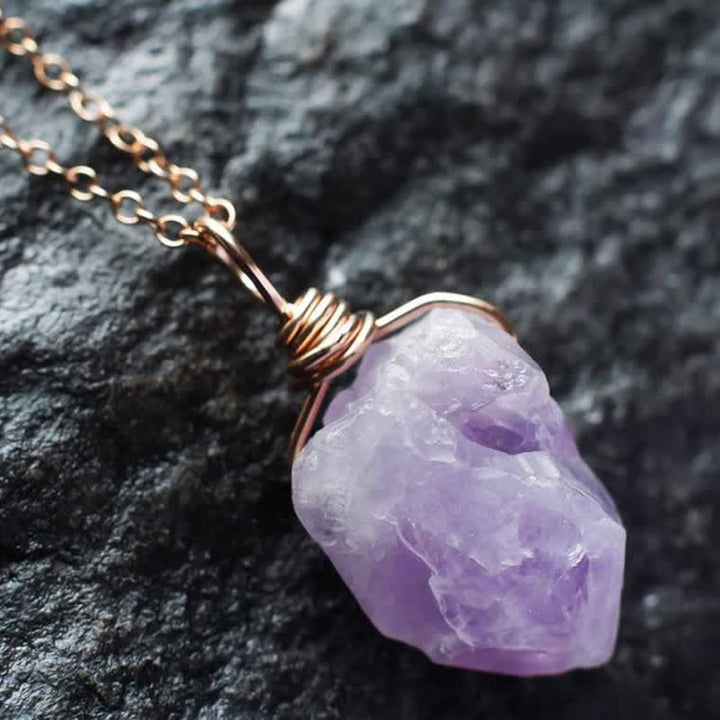 Collier délicat en cristal naturel d'améthyste Olivenorma