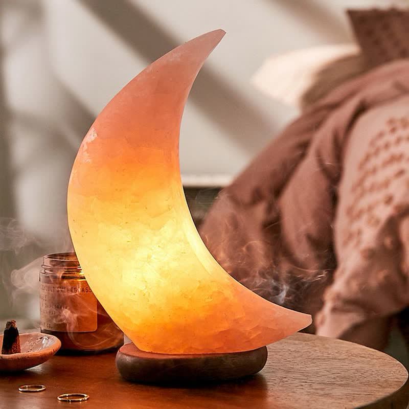 Lampe de sel rose de l'Himalaya en forme de croissant de lune Olivenorma