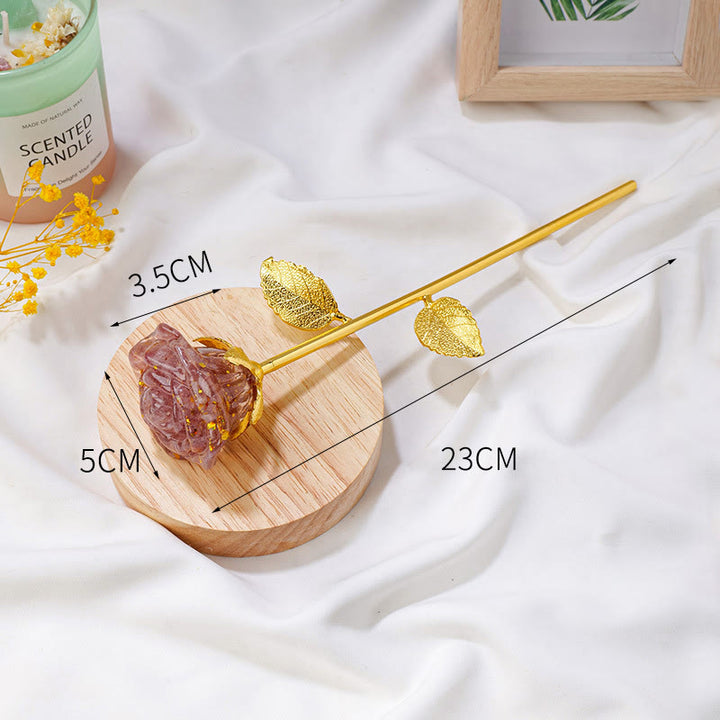 Décoration artisanale en pierres précieuses avec fleur de rose en cristal Olivenorma