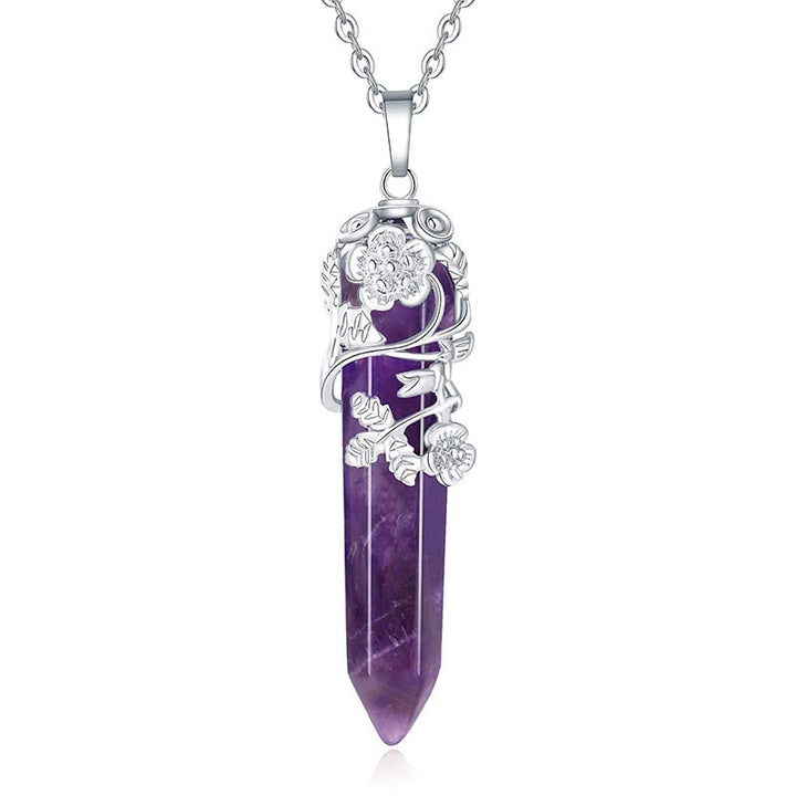 Collier à colonne hexagonale en cristal naturel Olivenorma