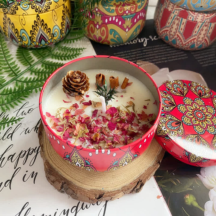 Bougie d'aromathérapie aux fleurs séchées naturelles