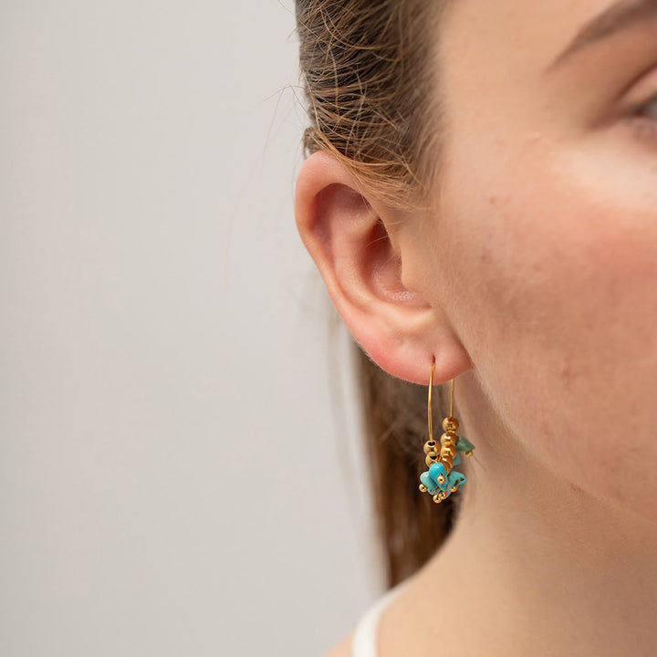 Boucles d'oreilles en acier inoxydable avec gravier naturel Olivenorma