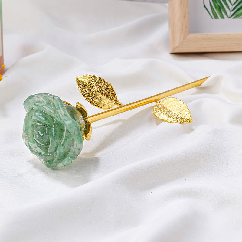 Décoration artisanale en pierres précieuses avec fleur de rose en cristal Olivenorma