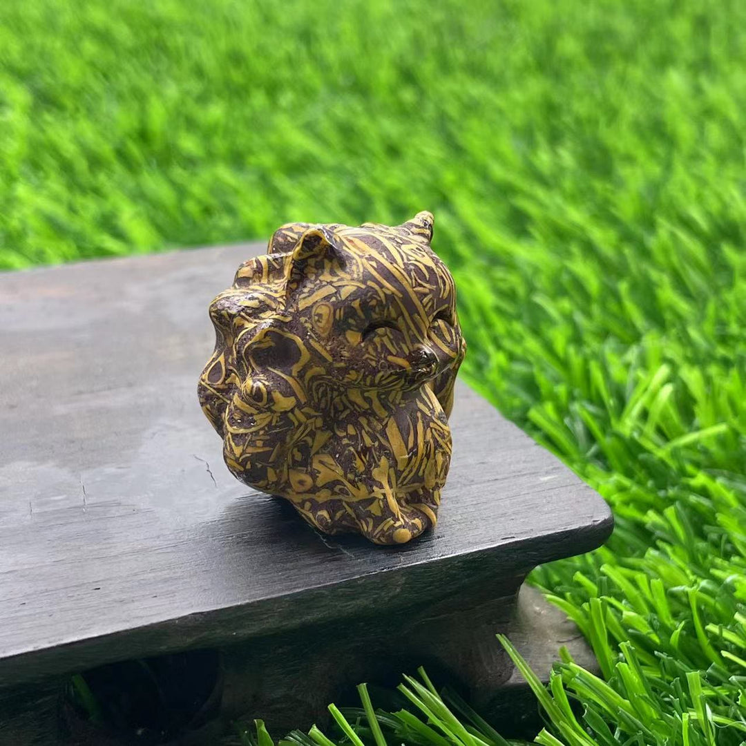 Décoration en pierre précieuse de renard à neuf queues en pierre naturelle Olivenorma de 3 cm