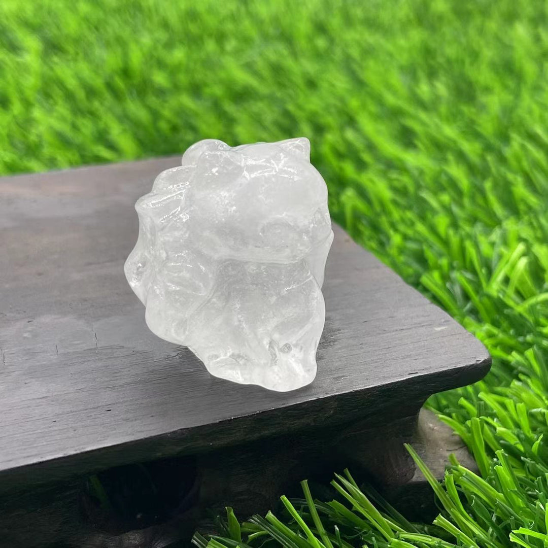 Décoration en pierre précieuse de renard à neuf queues en pierre naturelle Olivenorma de 3 cm