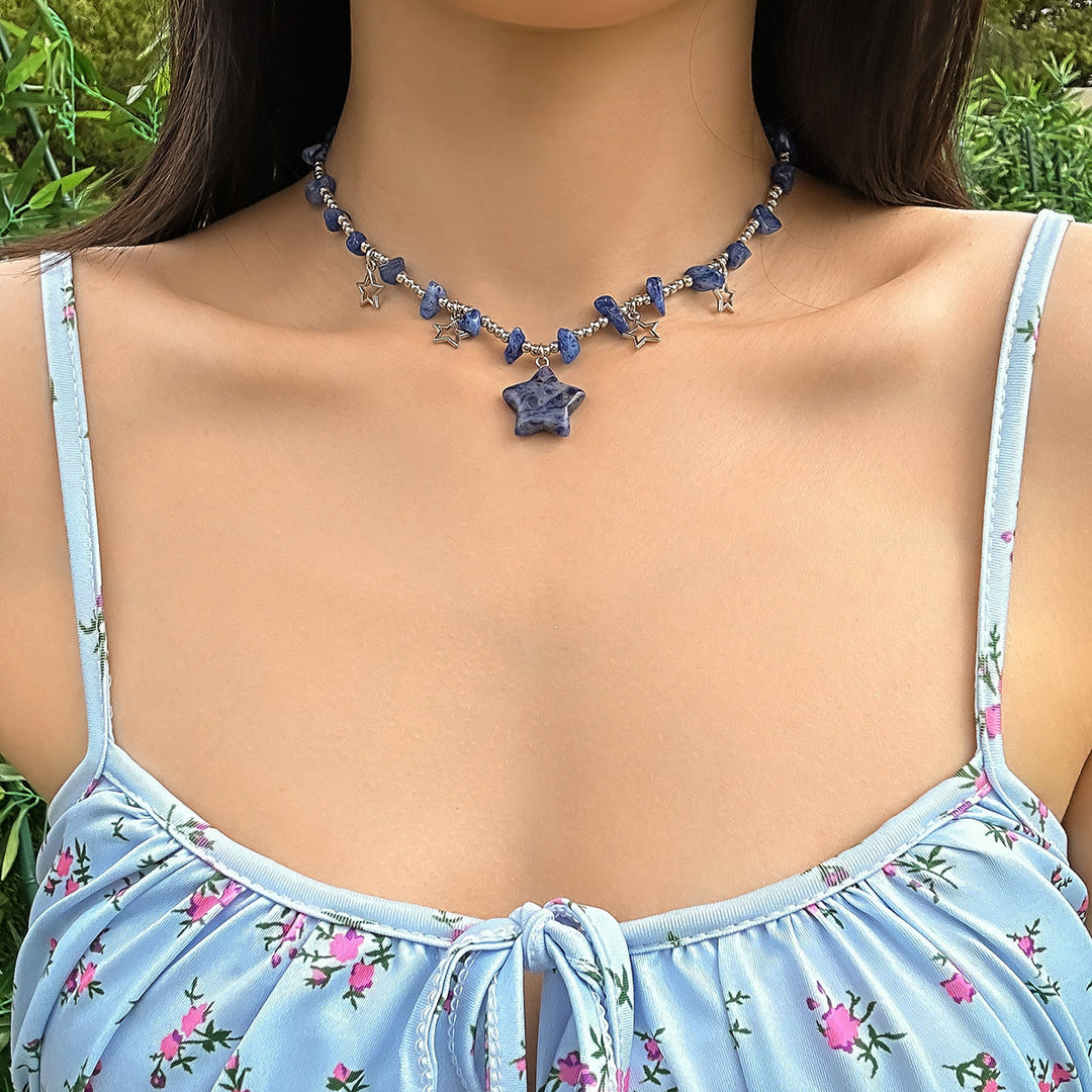 Collier ras du cou à pampilles en cristal et étoile de Bohême Olivenorma