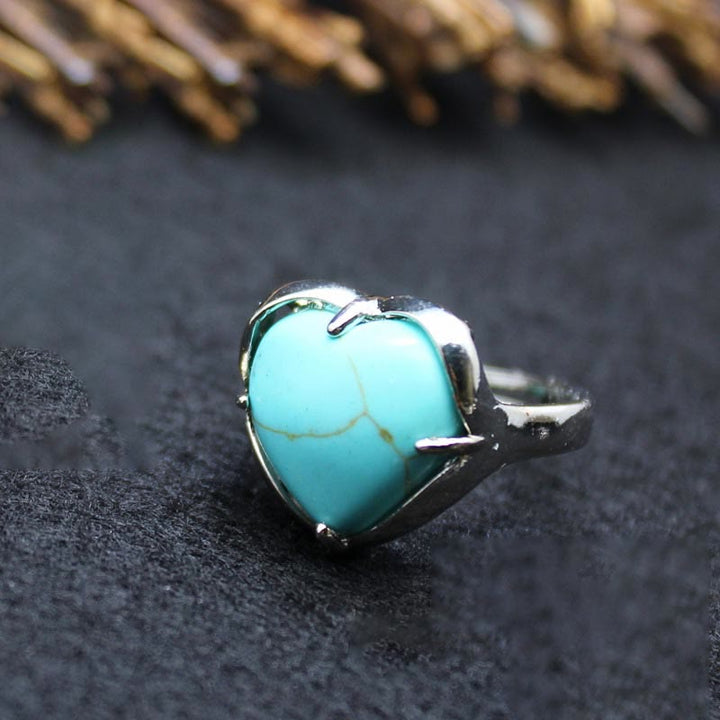 Bague en cristal de pierre naturelle en forme de cœur Olivenorma