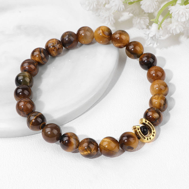 Bracelet pendentif fer à cheval en perles de pierre naturelle Olivenorma de 8 mm