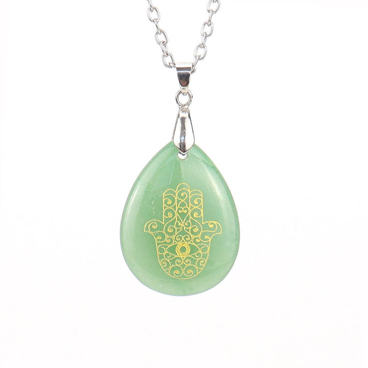 Collier pendentif Hamsa en cristal naturel en forme de goutte Olivenorma