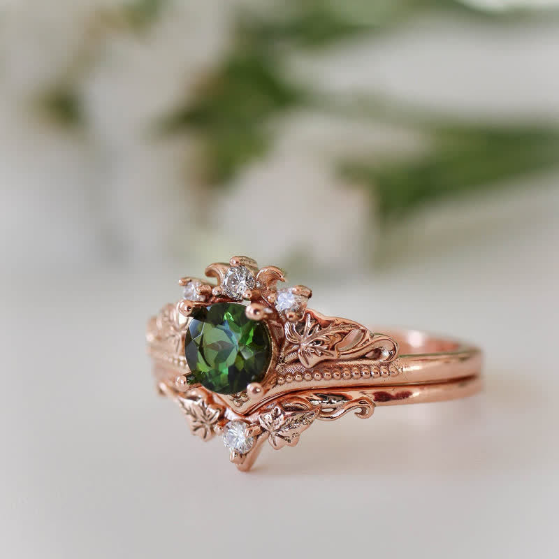 Bague en cristal naturel émeraude Alexandrite Olivenorma