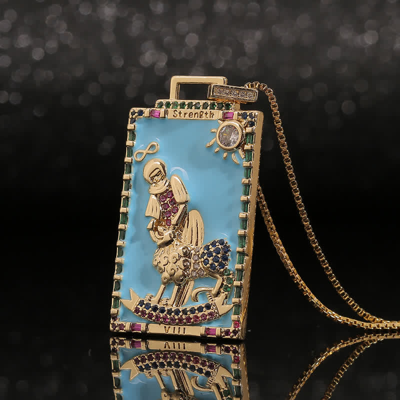 Collier de cartes de tarot majeures en émail Olivenorma