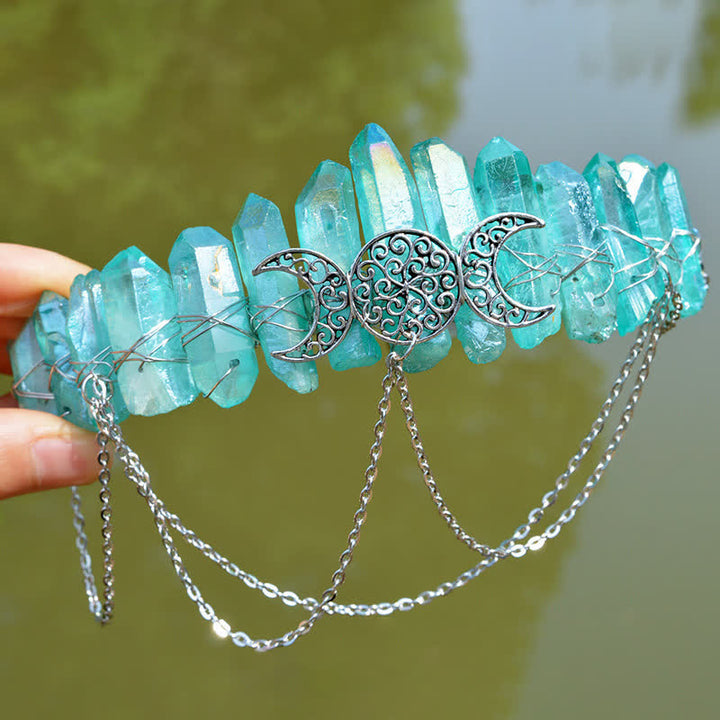 Couronne de cristal naturel de déesse de croissant de lune Olivenorma