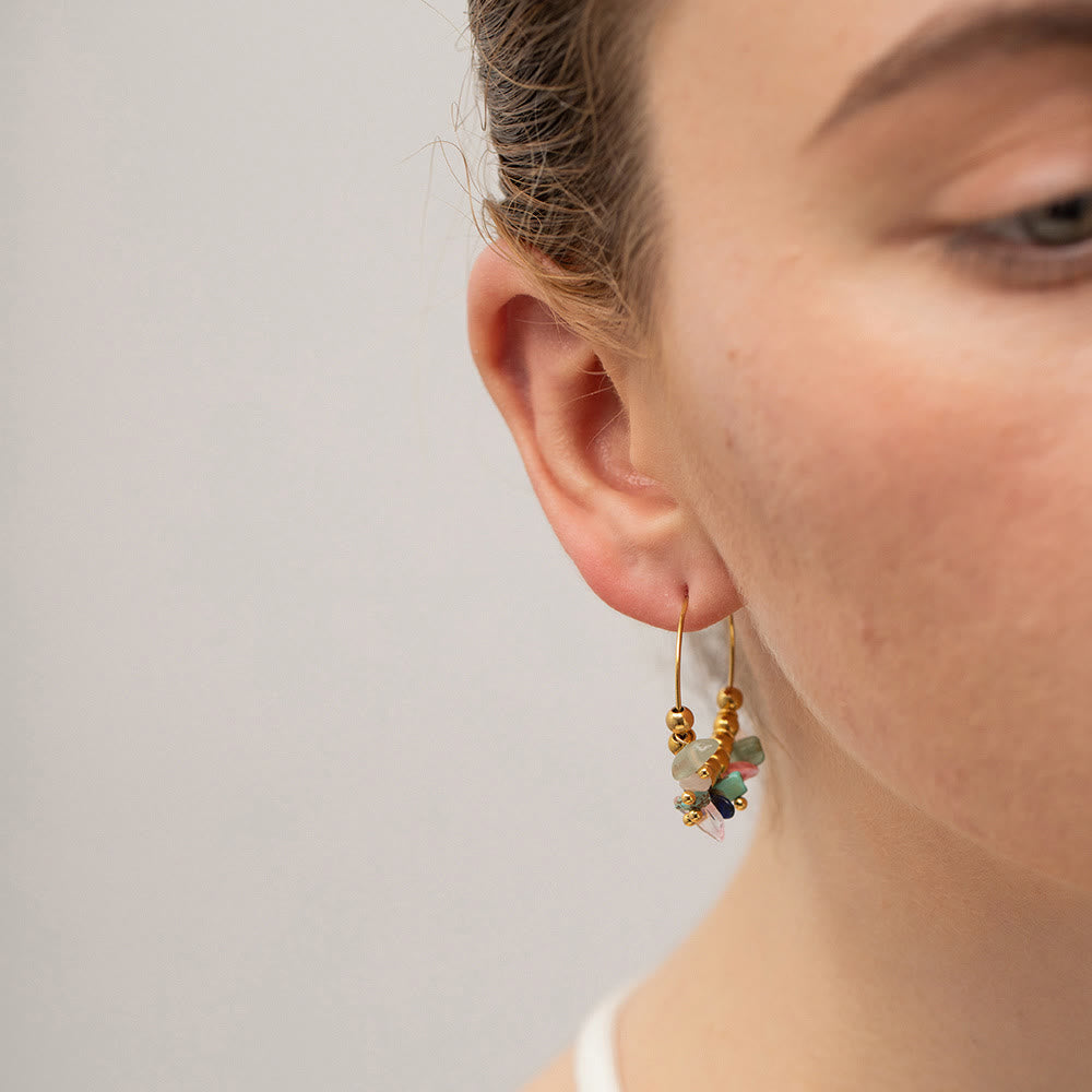 Boucles d'oreilles en acier inoxydable avec gravier naturel Olivenorma
