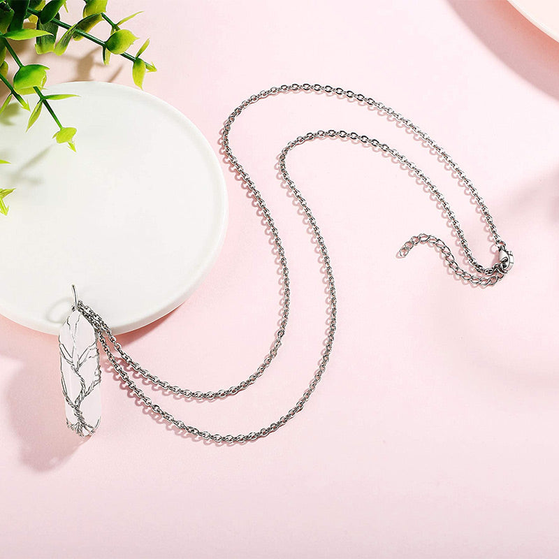 Collier en cristal Olivenorma avec pierres précieuses de l'arbre de vie