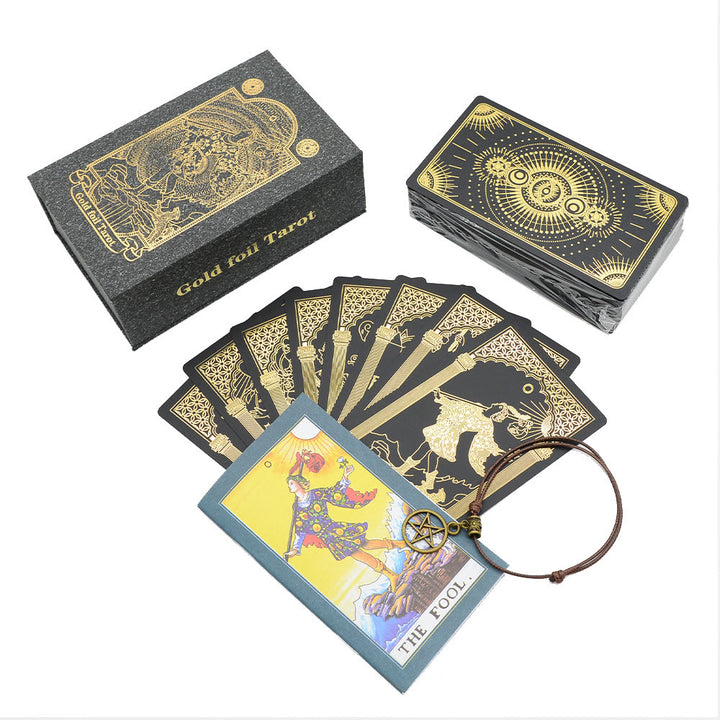 Cartes de jeu de tarot en feuille d'or noir bronzant Olivenorma
