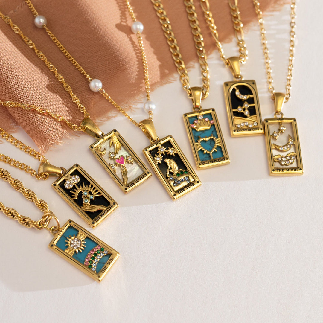 Collier de cartes de tarot Olivenorma « Sun Lovers Star Moon »